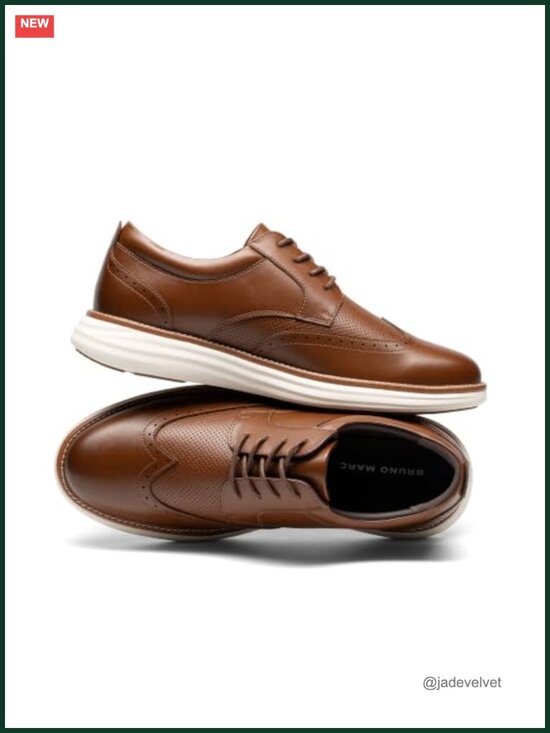 Men\'s Brogue Wingtip Oxfords Casual Dress Sneakers Lace-Up Faux Leather